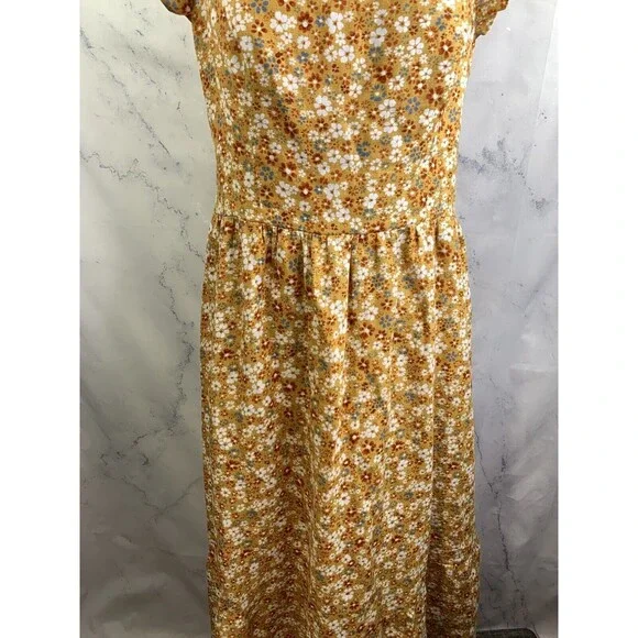 Reformation lucila Dress SZ 12 midi 100% Linen Cottagecore yellow smocked floral - Picture 11 of 16